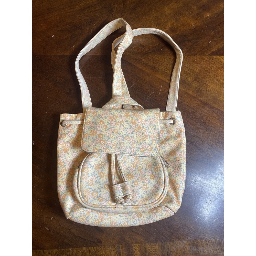 Wild Fable Backpack Womens One Size Drawstring School Bag Floral Pastel Pink Ora